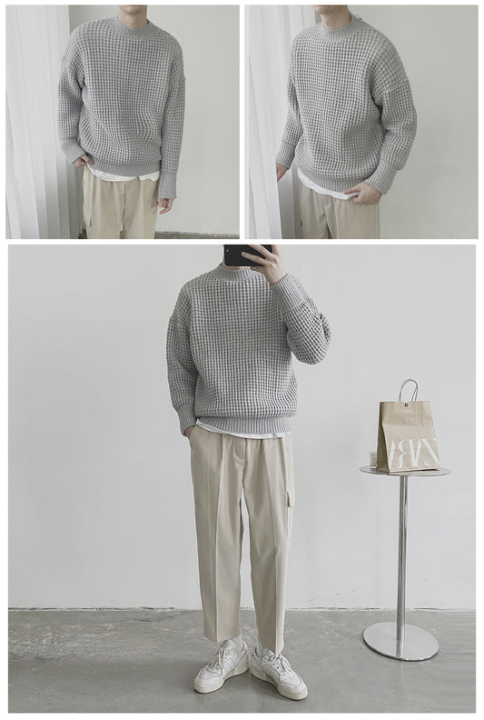 Korean Version Of Loose Pineapple Print Thick Pullover Sweater