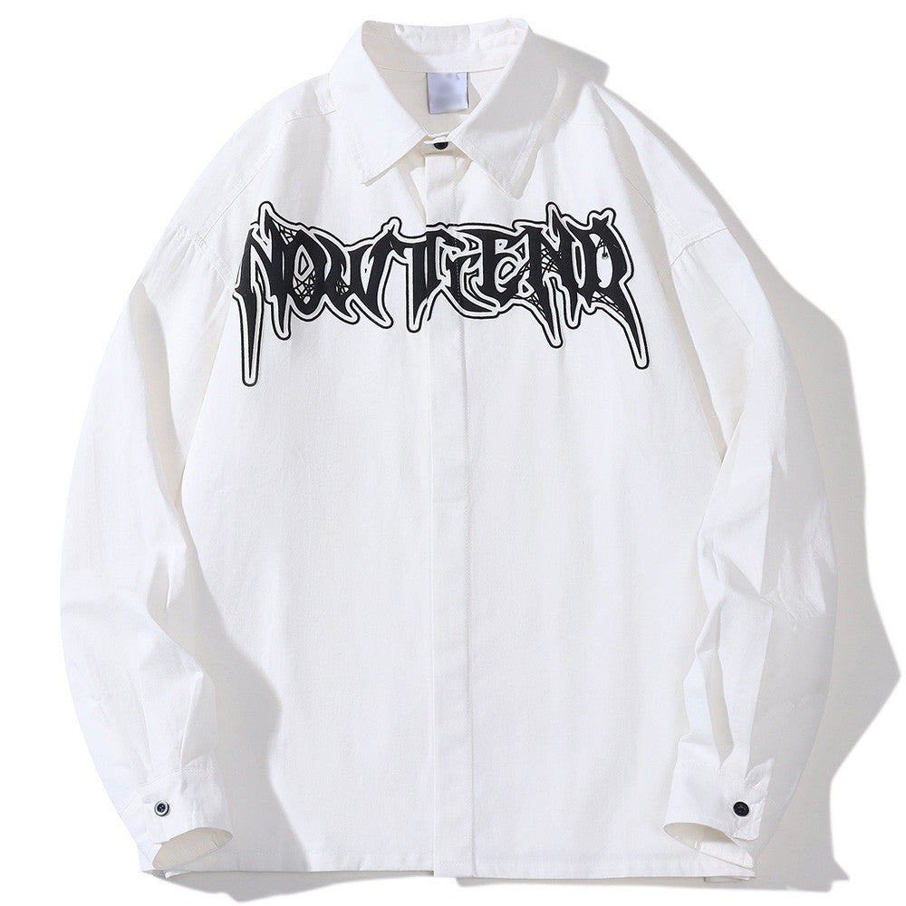 Foam Letter Printed Long-sleeved Shirt Men's High Street