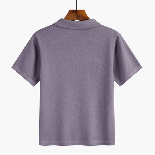 Women's Short Loose Polo Collar Knitted Sweater Spring Autumn