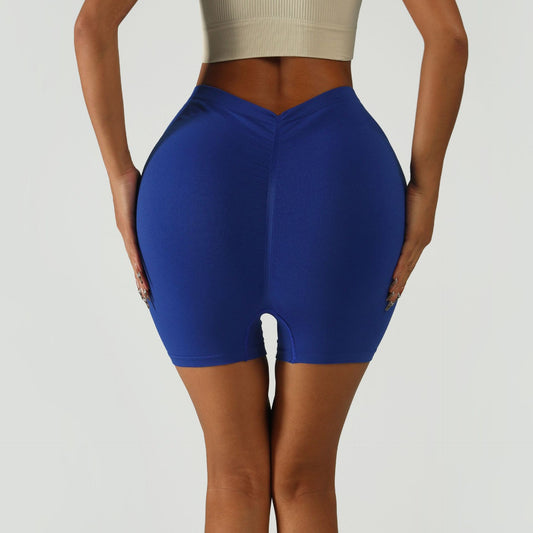 Back Waist Deep V Neck Tight Women's Sports Hip Yoga Shorts