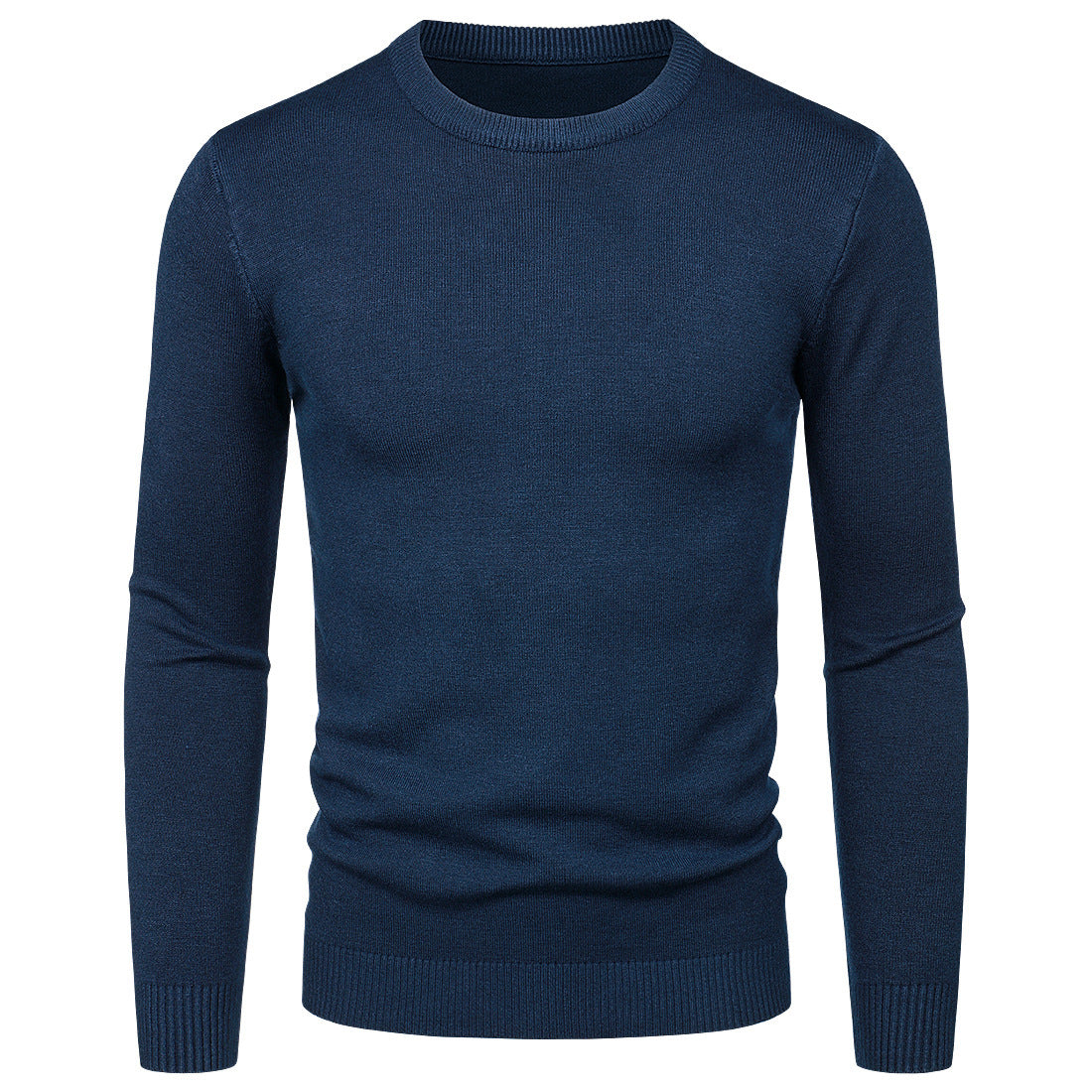 Men's Round Neck Sweater Solid Color Simple Free Size Long Sleeve Sweater