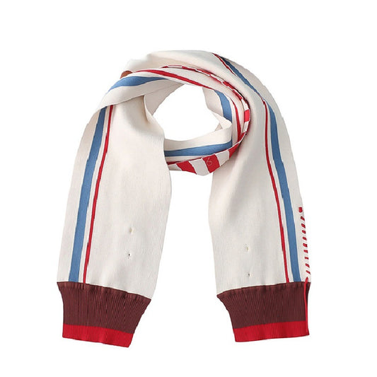 Cartoon Embroidery Contrast Color Striped Thick Thermal Knitting Scarf