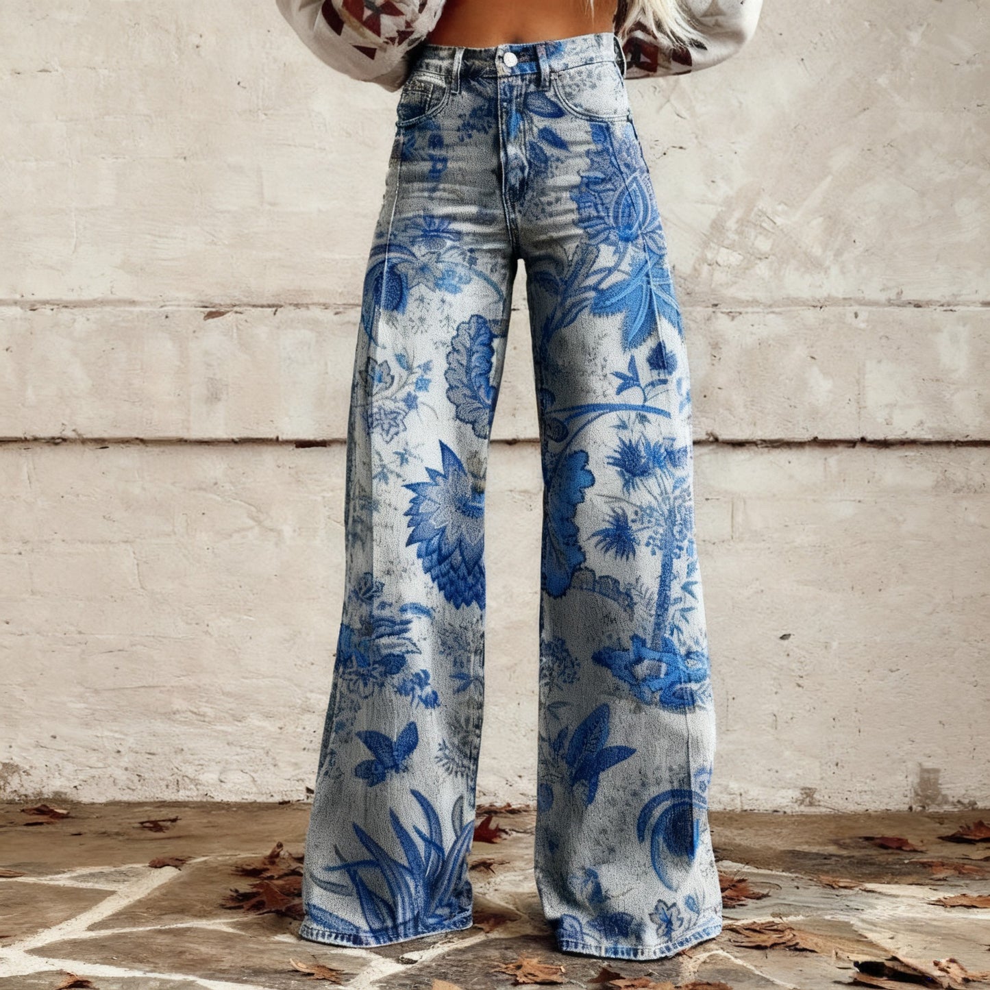 Plus-size Casual Versatile Wide-leg Pants For Women Faux Fabric