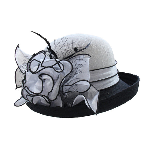 Top Hat Curling Women's Lightweight Linen Curling Flower Sun Hat