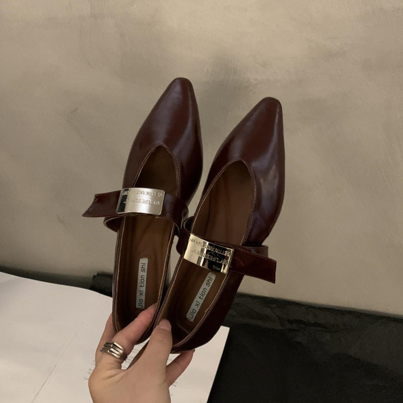 Summer One Word With Evening Wind Pointed Toe Silver Mary Jane Shoes