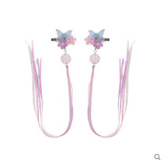 Super Fairy Children Antique Hair Accessories Retro Accessories Tassel Butterfly Girl Hairpin