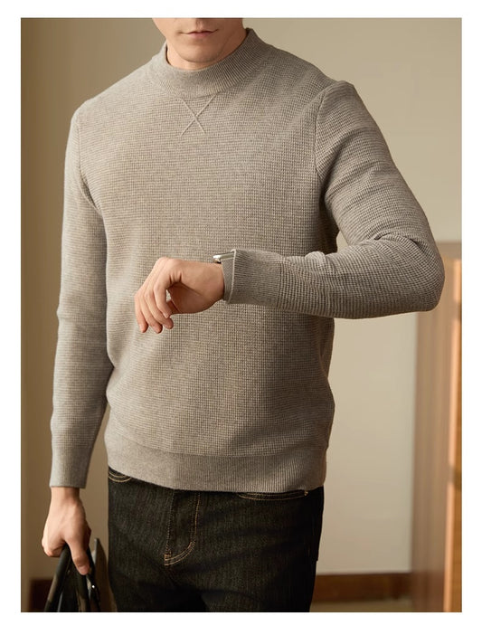 Herre tyk langærmet rundhalset simpel afslappet alsidig sweater