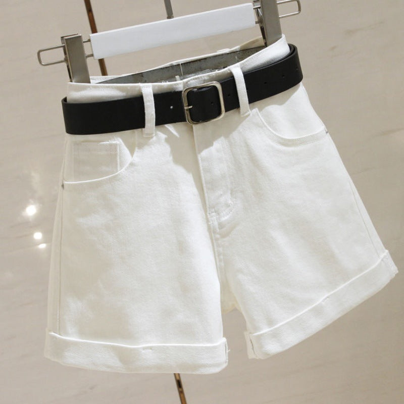Women's Denim Shorts Summer High Waist Loose Curling