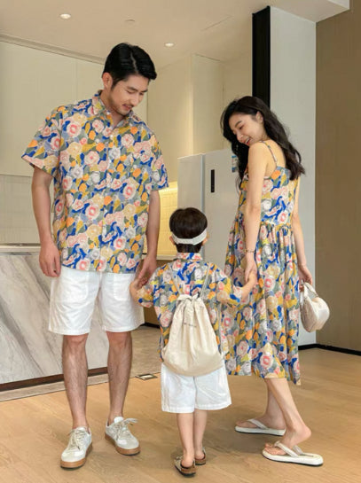 Dopamine Seaside Tyndall-effect Skirt With Print Parent-child Matching Outfits