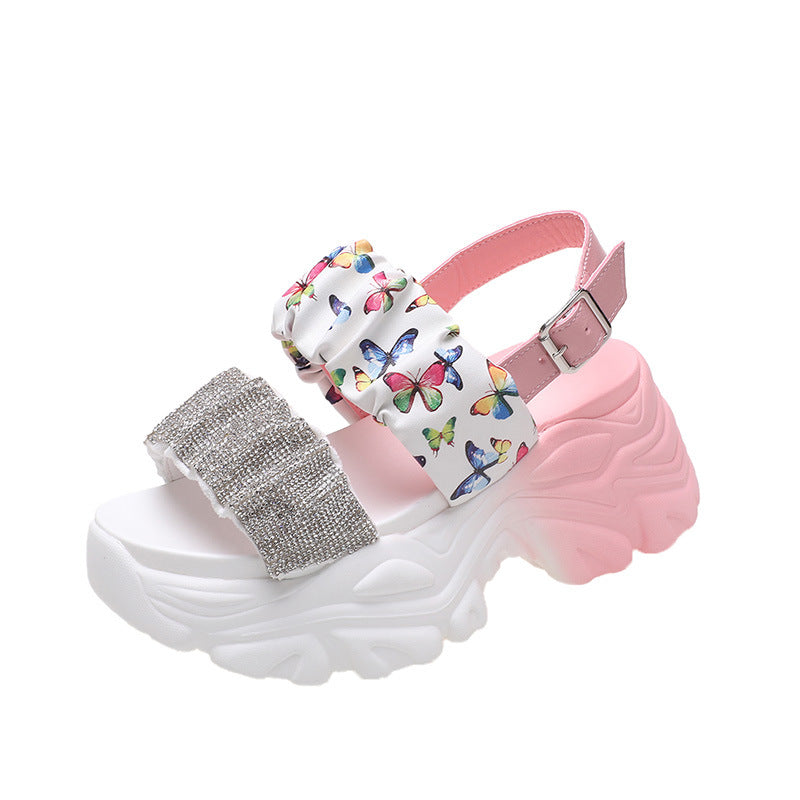 Women's Fashion Rhinestone Platform Platform Sports Sandals