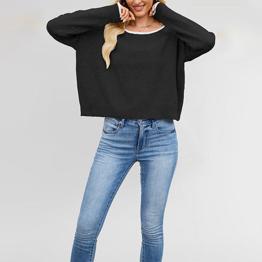 Round Neck Multicolor Knitwear Loose Sweater