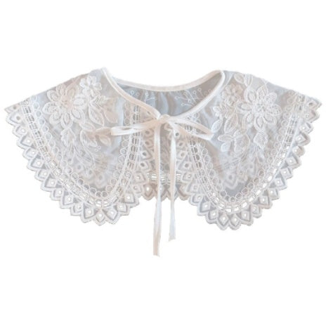 Embroidered Organza Lace Collar Flower Women's Shawl