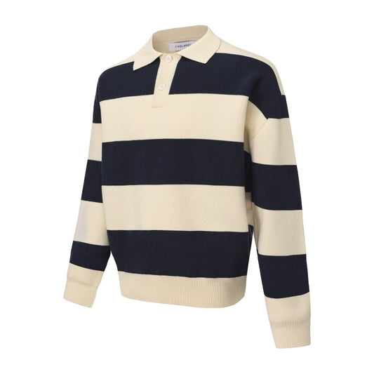 Autumn And Winter Basic Korean-style Loose Blue And White Striped Versatile Loose Sweater