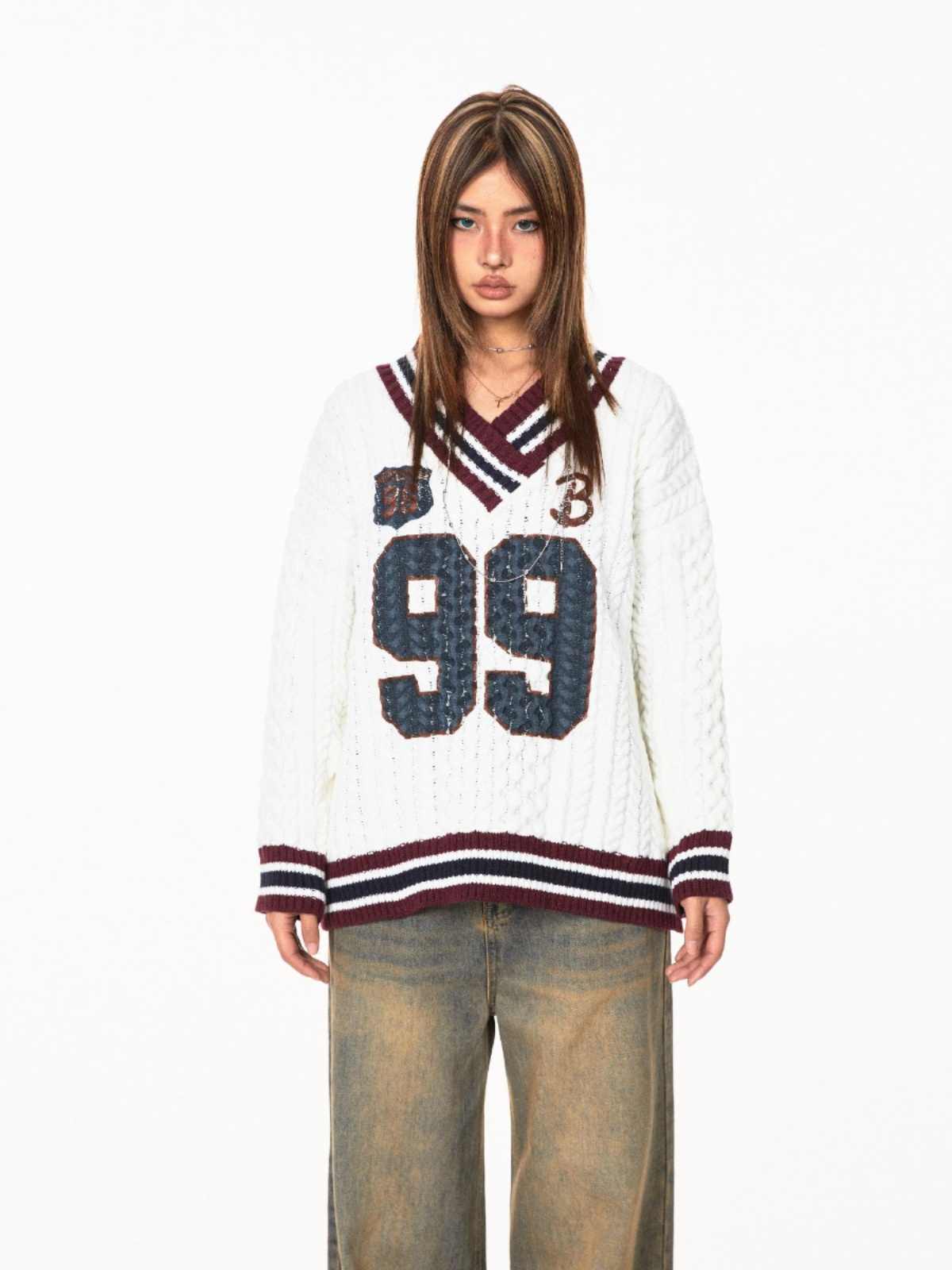 Jacquard Autumn And Winter Loose Idle Style Knitted Top