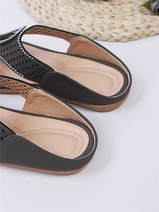 Fashion Rhinestone Hollow Large Size Casual Slippers