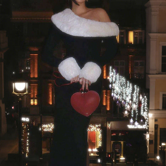 Faux Leather Hat With A Round Flat Crown Paired With A Padded Dress