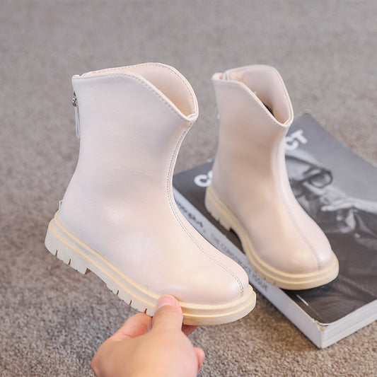 Autumn And Winter Girls Korean Casual Plus Velvet Warm Leather Boots