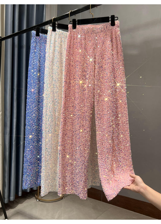 Women's Sequin Wide-leg Pants Lengthened Draping Mop