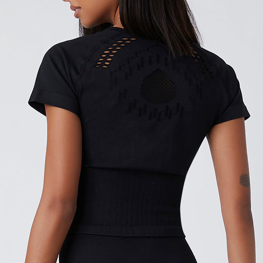 Women's Classic Hollow Yoga Quick-drying T-shirt Body Shaping Seamless Short Sleeve
