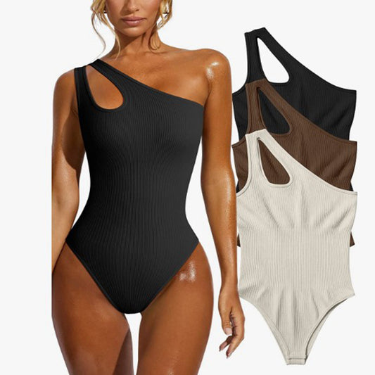 Kvinde Diagonal Krave One Shoulder Siamese Vest Tights