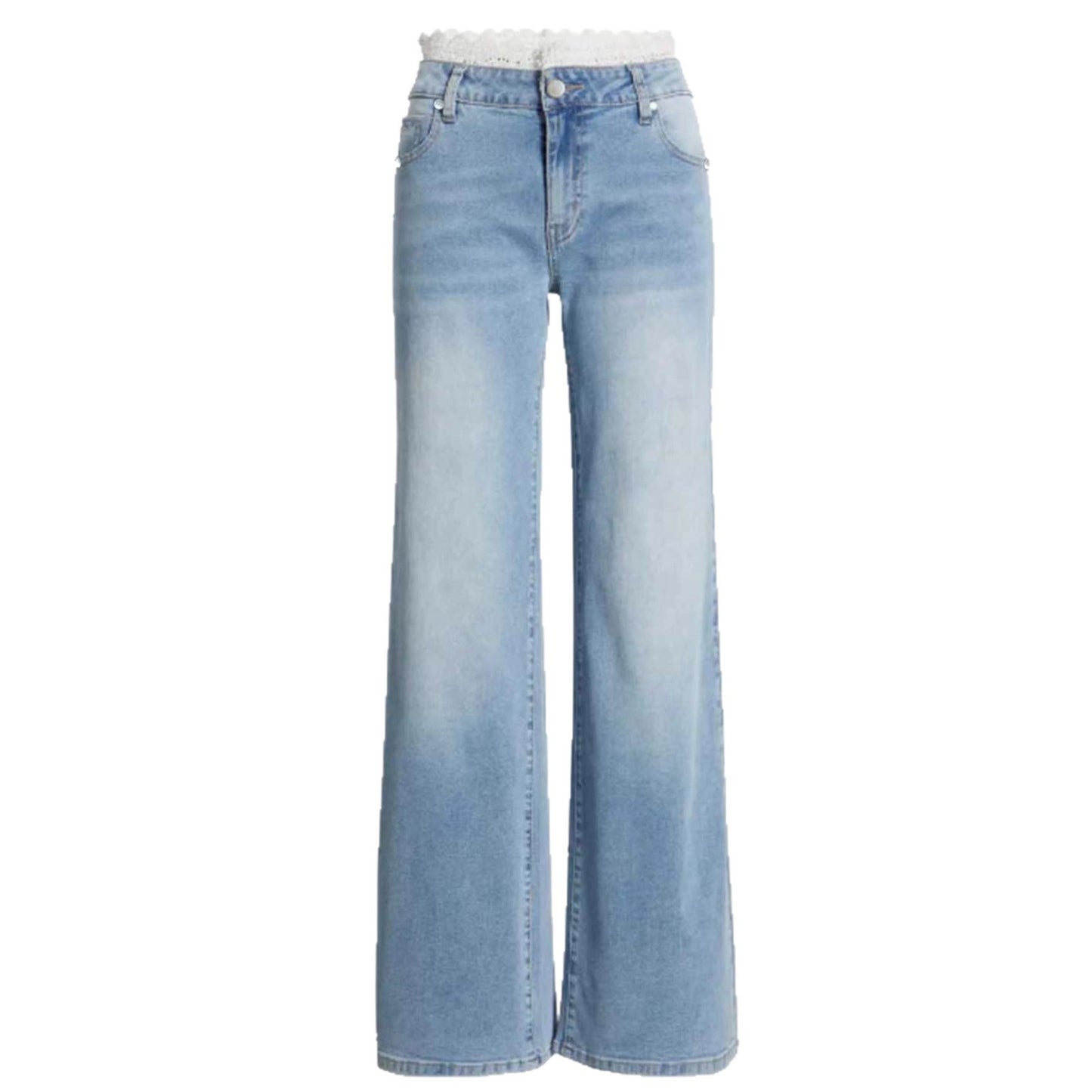 Fede stretch-denimjeans til kvinder med blondekant