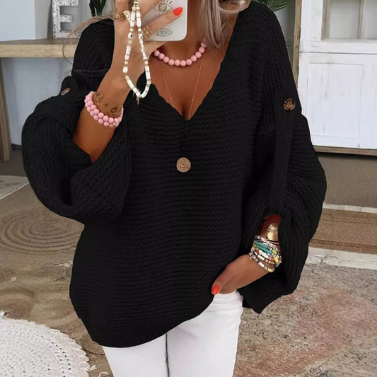 Autumn And Winter Long Sleeve V-neck Sweater
