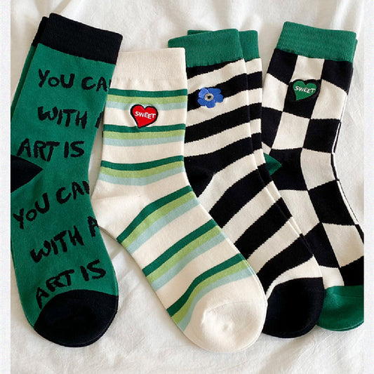 Green Women's Spring And Autumn Stockings