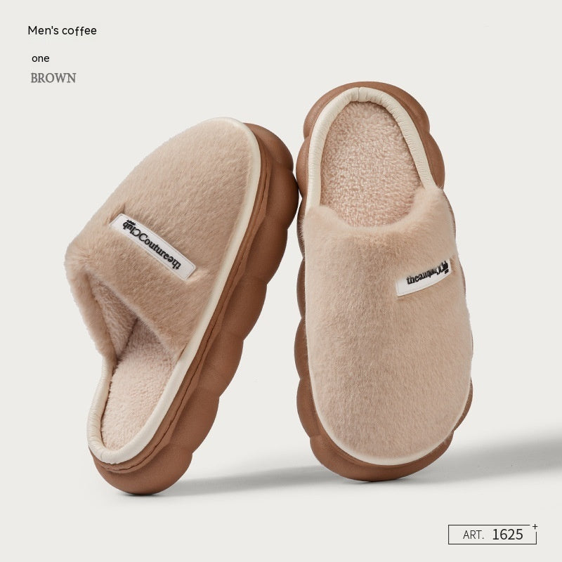 Fleece-lined Platform Velvet Winter Non-slip Slippers