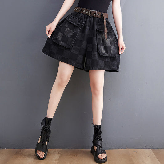 Women's Casual Large Pocket Summer Denim Shorts Without Belt