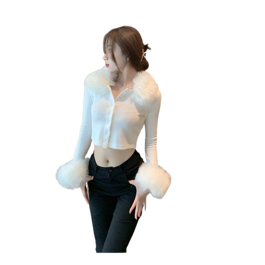Sexy Base Shirt Westernized Navel Exposed Jacket