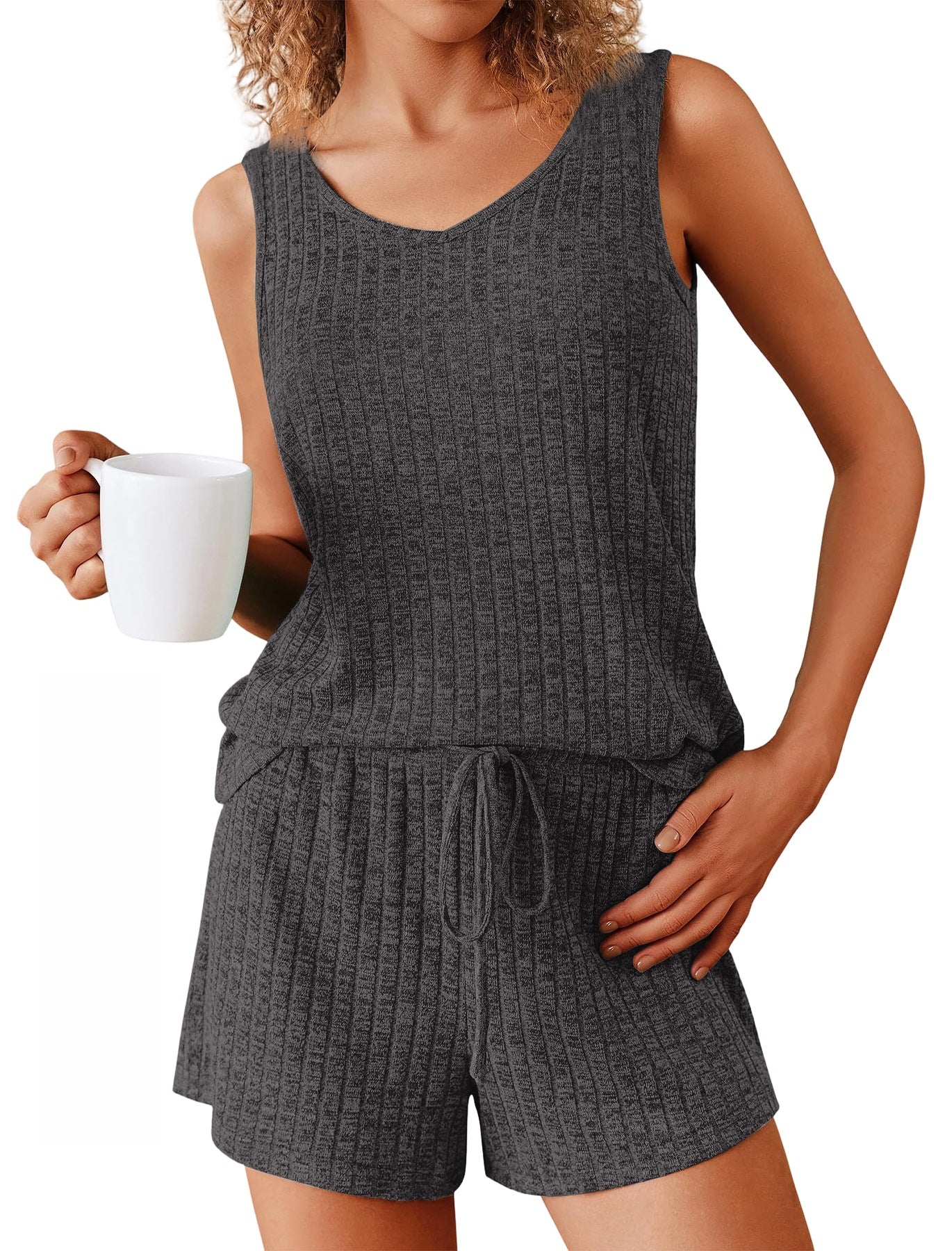 Summer New Solid Color Tank Top And Shorts Casual Fashion