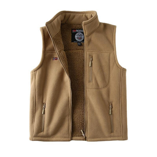 Thick Warm Men's Vest Stand Collar Polar Fleece Waistcoat