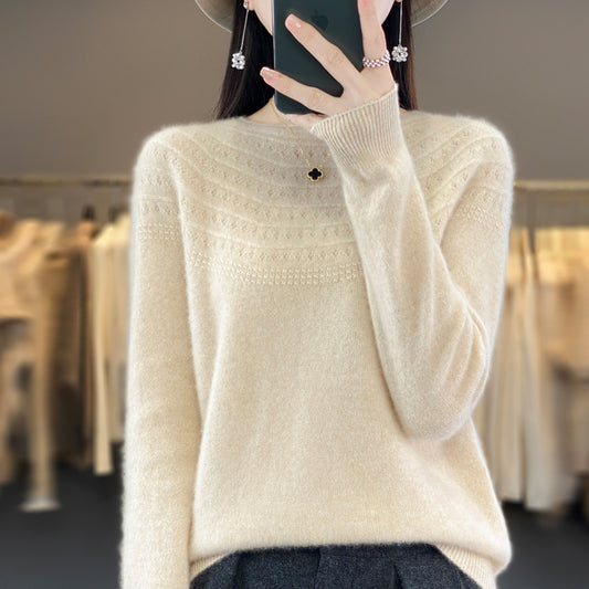 Seamless Front Line Ready-made Garments Curling Collar Hollow Sweater