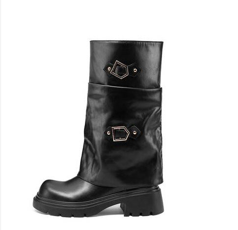Womens Retro Multi-Layer Boot Buckles