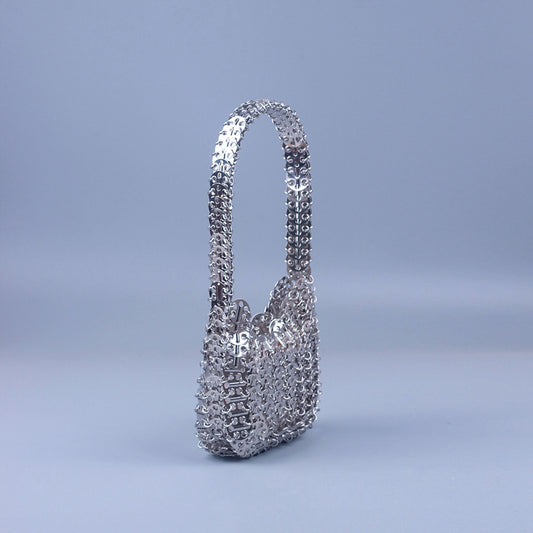 Silver Paillette Portable Handmade Bag High Texture