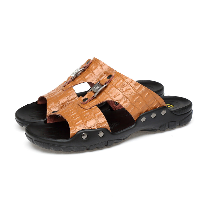Grain Men's Sandals Summer Beach Shoes Foreign Trade Extra Large Size