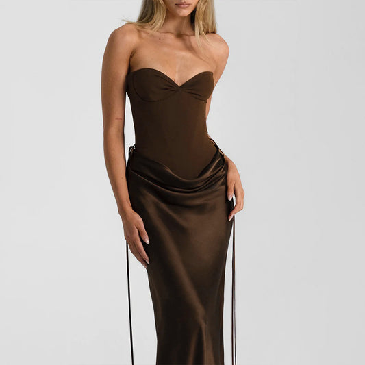 New Sexy Solid-color Slim-fit Long Dress With Tie-dye Accents Two-piece Set