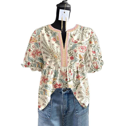 Womens Top With Ruffled Sleeves