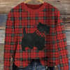 Sweatshirt-top med print, rund hals og lange ærmer til kvinder