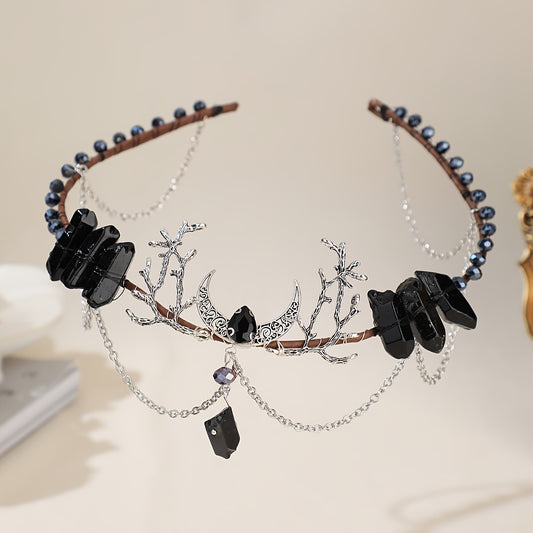 Handwoven Moon Tassel Chain Hairband For Women