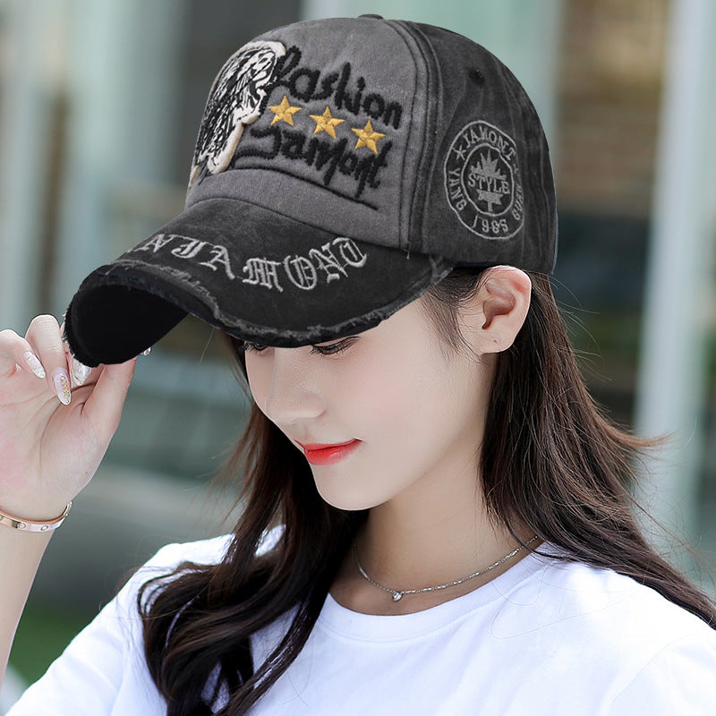 Embroidered Casual Letter Baseball Cap Distressed Outdoor