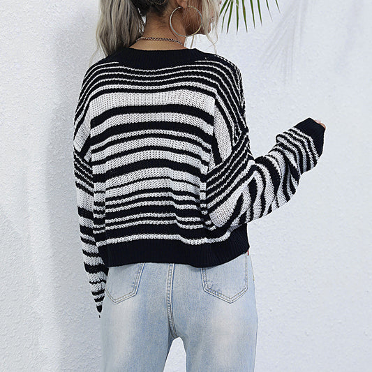 Base Knitwear Short Striped Sweater Women