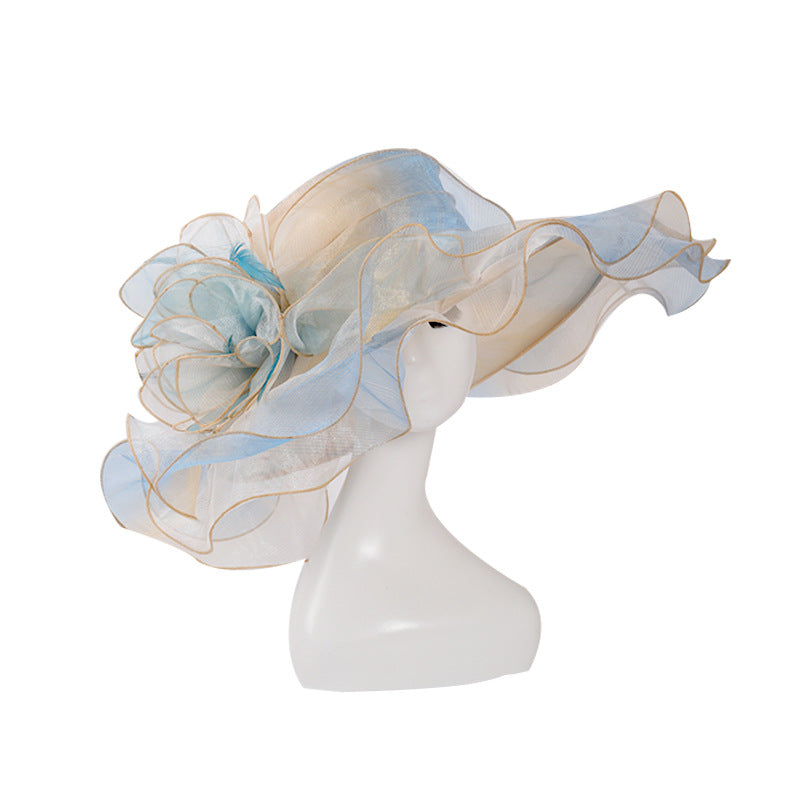 Ladies British European And American Style Multicolor Organza Hat