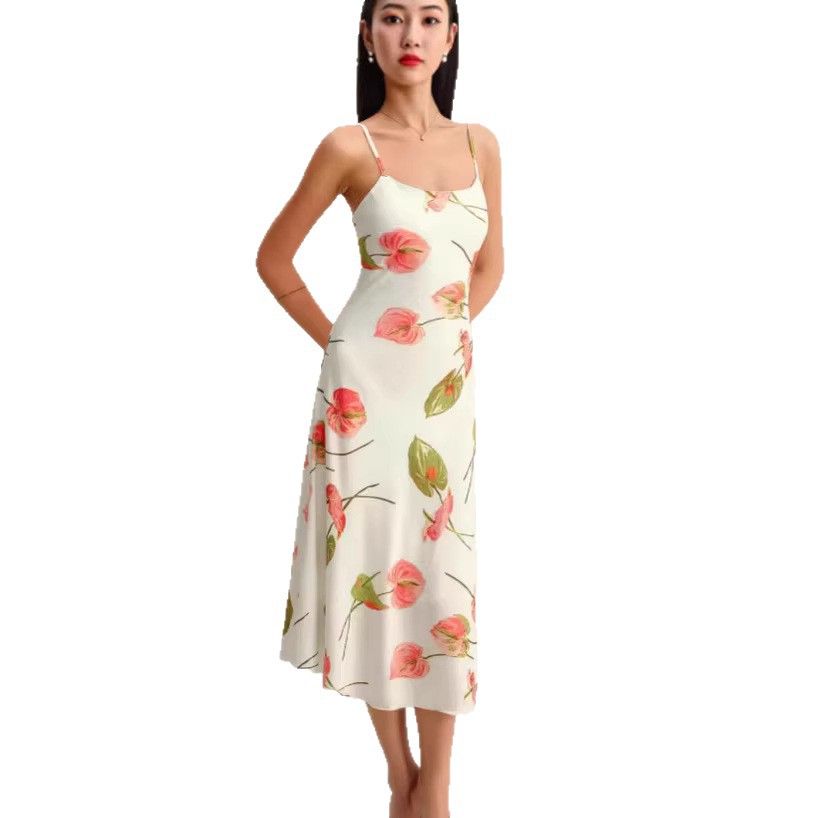 Floral-print Sexy Summer Slip Dress With A Slim Fit