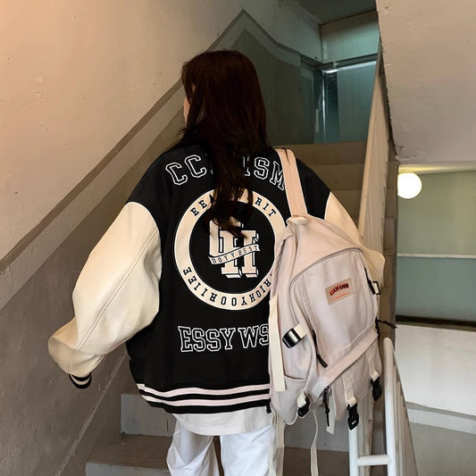 Letter Printing Stitching Baseball Uniform For Women Fallwinter Jacket