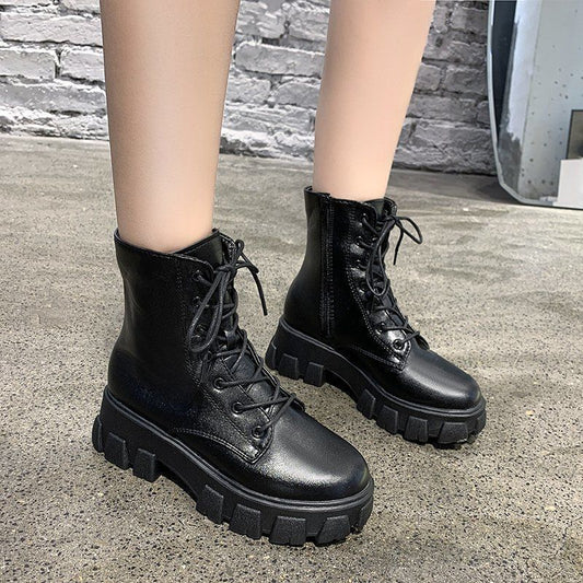 Autumn Women's England Large Size Thick-soled Martin Boots