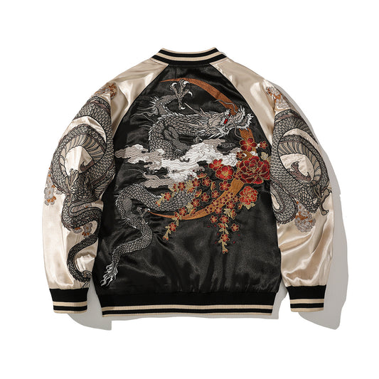 Mens Polyester Chinese Style Embroidered Jacket