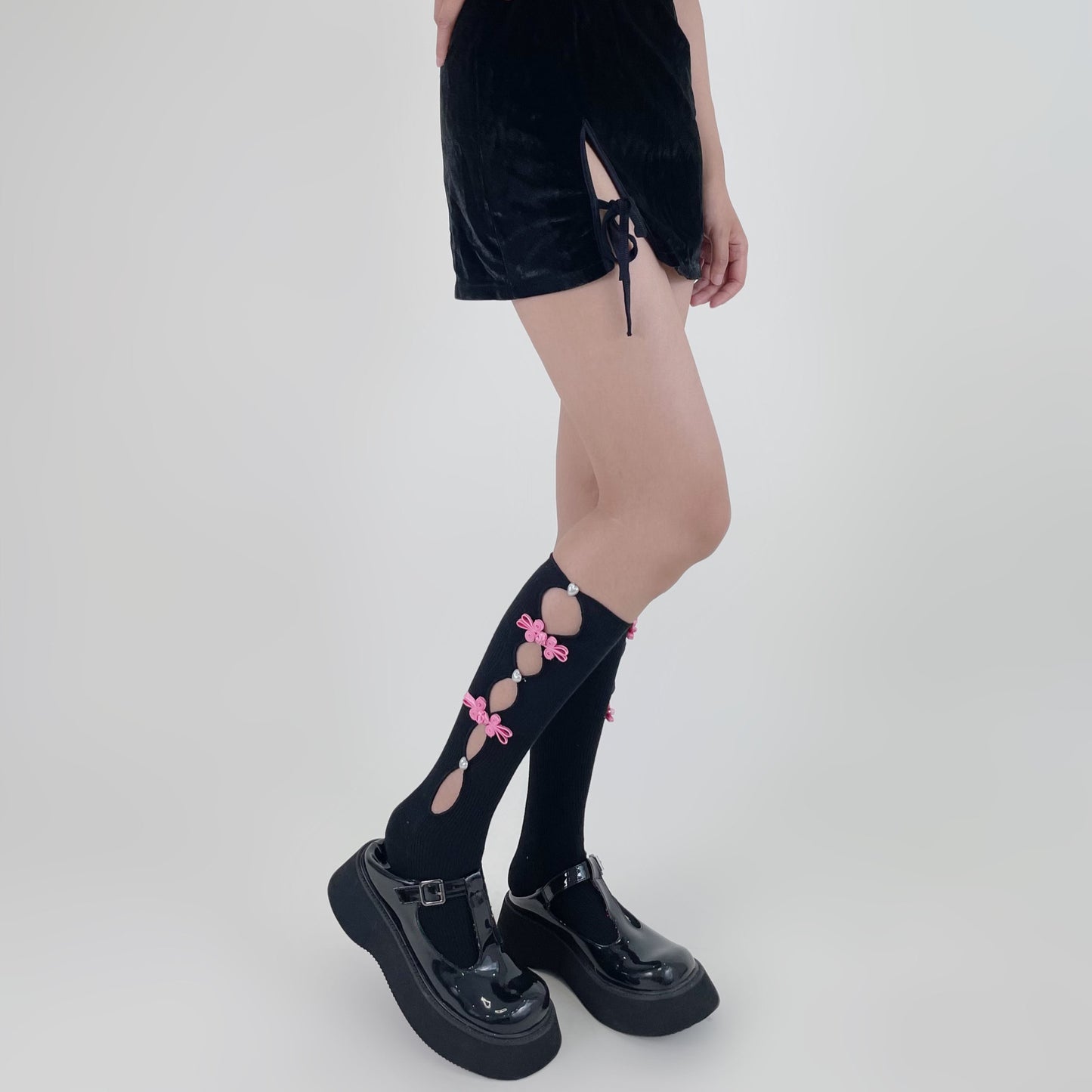 Cute Rabbit Cheongsam Button Decorative Socks
