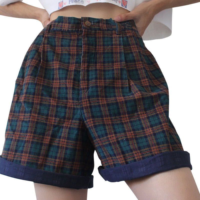 Women's High Waist Large Size Wide Leg Rolled Summer Sports Casual Shorts