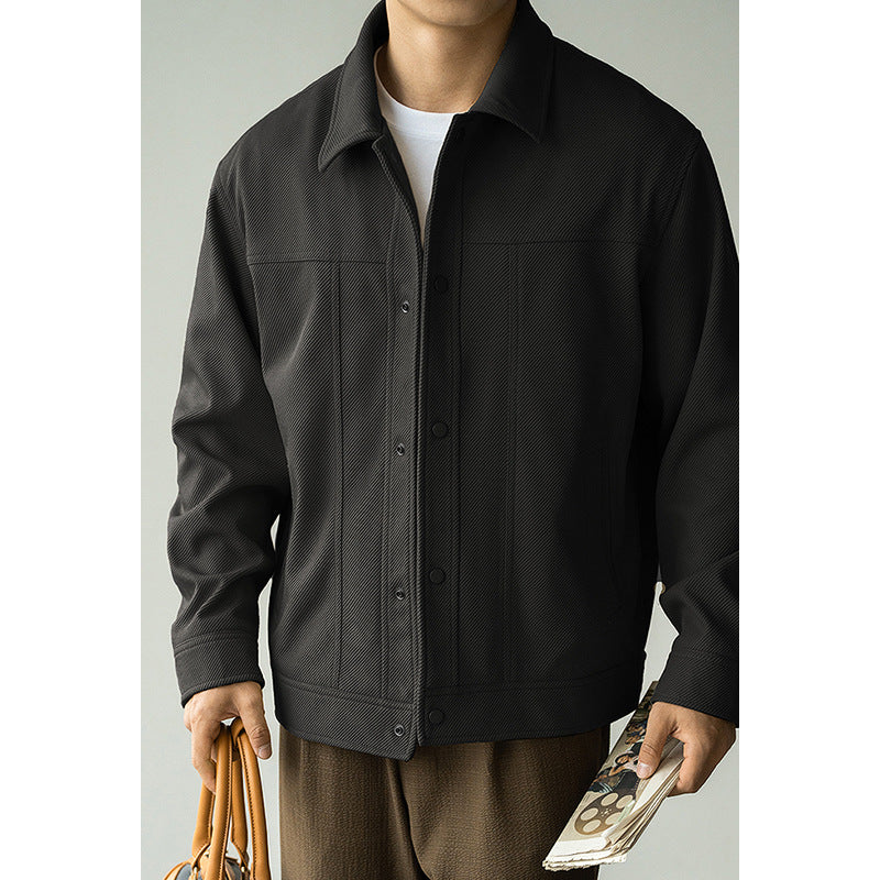 Twill Texture Shirt Collar Workwear Jacket For Men